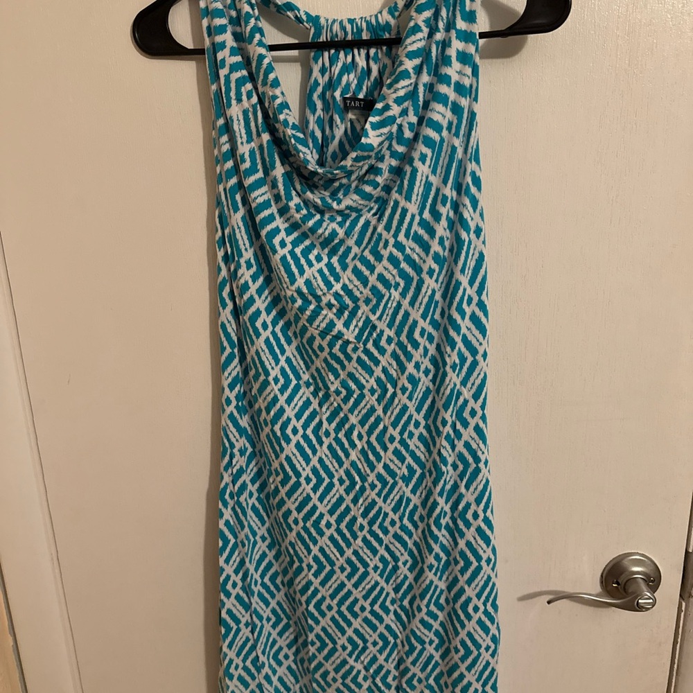 Tart Teal and White Patterned Dress